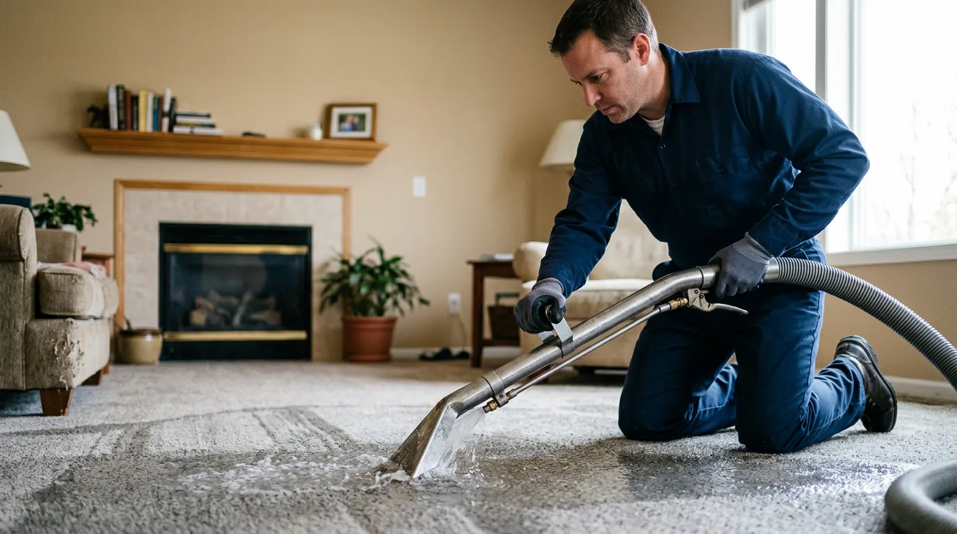 Water damage restoration technician working near Irma, WI